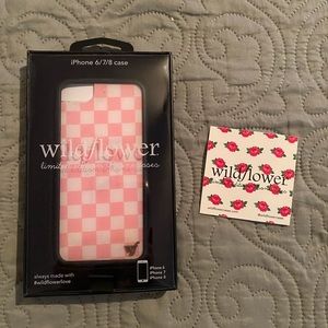 pink checkered wildflower case